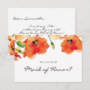 Invitation Été Golden Poppy Bridesmaid Maid of Honor