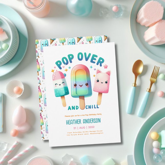Invitation Été Ice Pop Popsicle Crème de glace Anniversaire E (Créateur téléchargé)