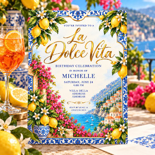 Invitation Été Italien Anniversaire Côte Amalfitaine Bleu Jau