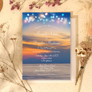Invitation Eté moderne Sunset String Lights Beach Wedding
