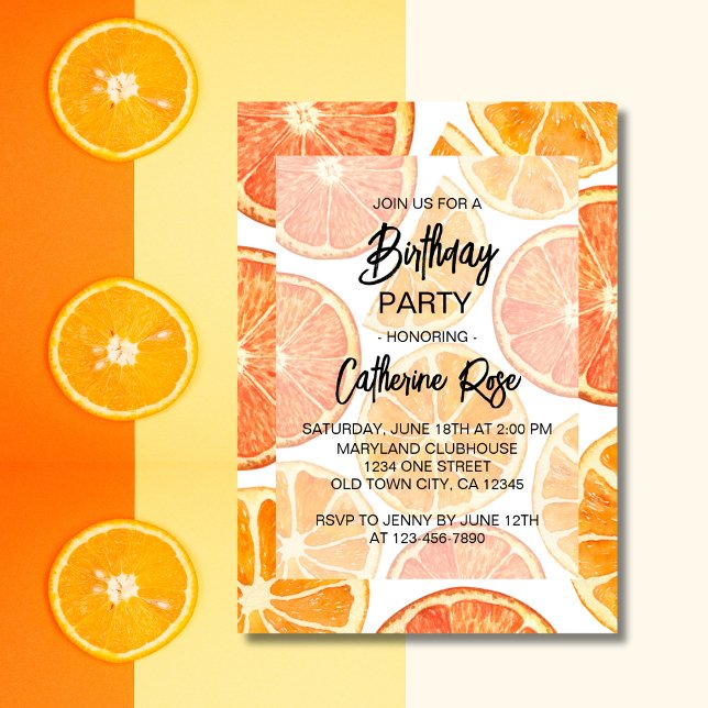 Invitation Eté Orange Citrus Slice Anniversaire (Créateur téléchargé)