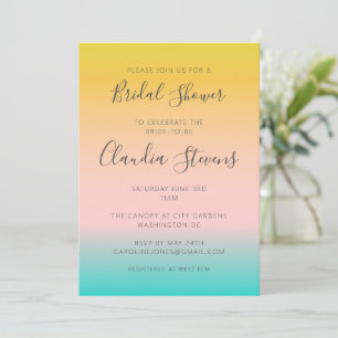 Invitation Été Pastel Gradient   Fête des mariées mignonne