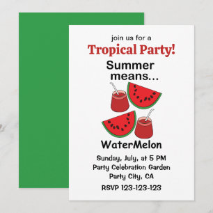 Invitation Été Pastèque Signifie Fête Tropicale Pastèque