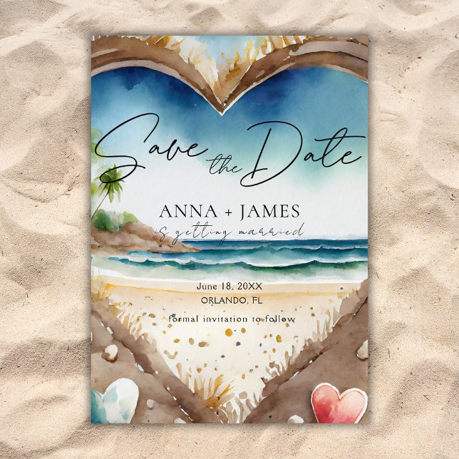 Invitation Été Plage Océan Aquarelle Save The Date (Créateur téléchargé)