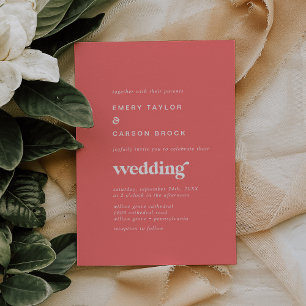 Invitation Été rétro Mariage rose chaud