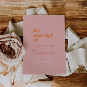 Invitation Été rétro   Mariage Vintage rose et orange