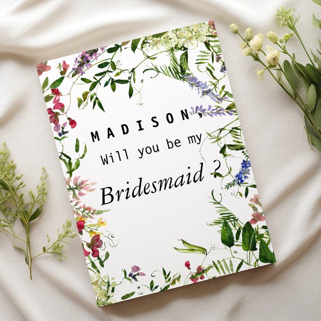 Invitation Été rose vert lavande menthe floral Bridesmaid (Summer pink green lavender mint floral Bridesmaid)