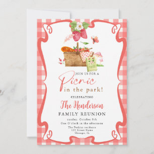 Invitation Été rouge Fun Pique-nique dans la réunion familial