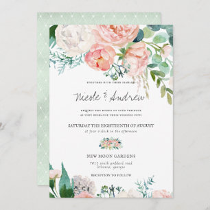 Invitation Été rougissant  Mariage floral d'aquarelle