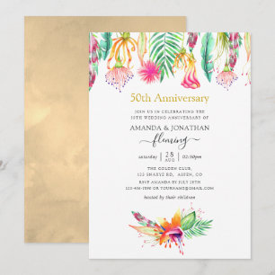 Invitation Été Tropical Floral 50e Anniversaire de Mariage