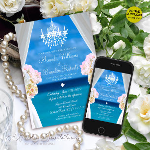 Invitation Été tropical Floral Océan Plage Mariage