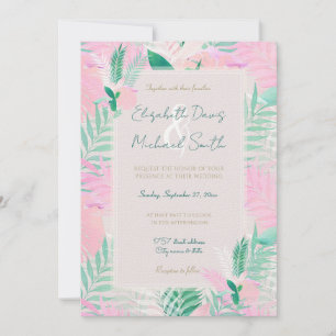 Invitation Été Tropical Pink Mint Palm Foliage Verdure
