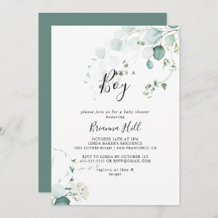 Invitation Été Vert Eucalyptus C'est un Baby shower garçon