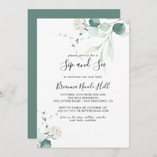 Invitation Été Vert Eucalyptus Folip Sip et voir