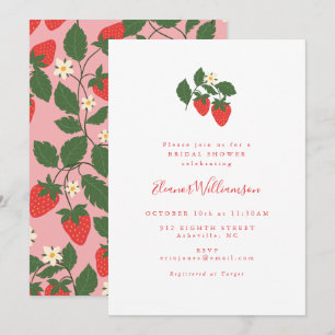 Invitation Été Vintage Fraises rouges Fête des mariées Boho