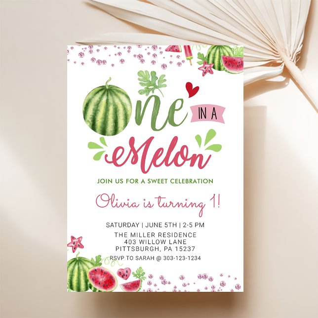 Invitation Eté Watermelon One Dans Un Melon Anniversaire (Créateur téléchargé)