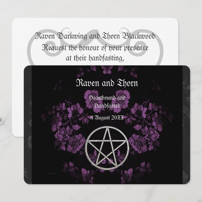 Invitation Eternal Handfast/Mariage Pentacle Lavender Ste (Devant / Derrière)