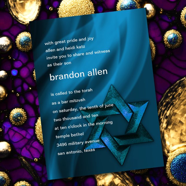 Invitation Eternel flamme étoile de David en Bleu (Créateur téléchargé)