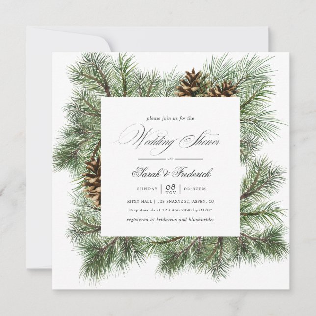Invitation Éternel Pinède d'Hiver Mariage Fête de Mariage (Devant)