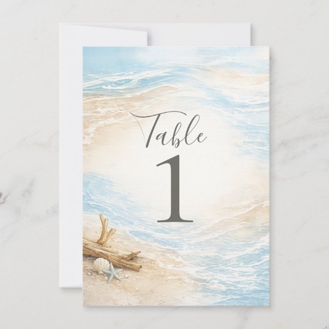 Invitation Eterntal Tides Coastal Watercolor Table Number (Devant)
