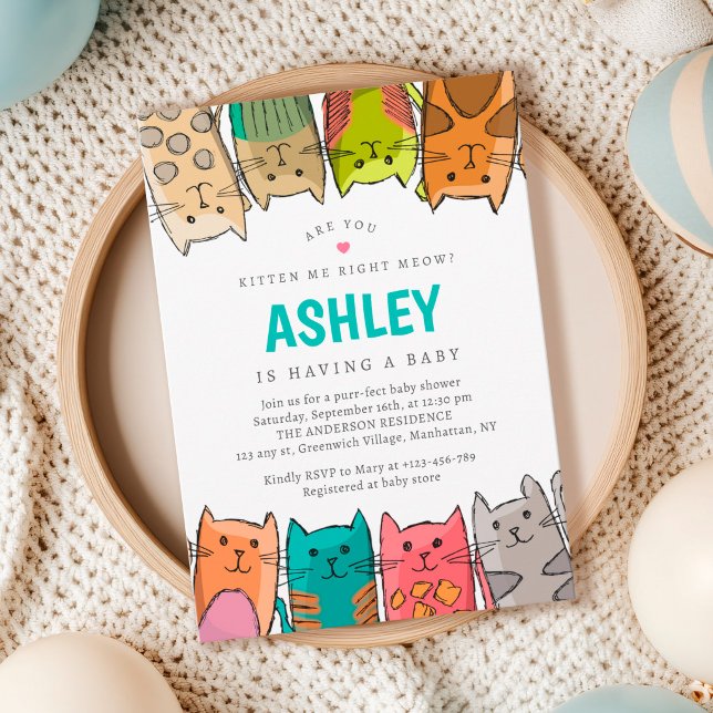 Invitation Êtes-Vous En Train De Me Chatouiller Là Maintenant (Are you kitten me right meow Cats Baby Shower Invitation)