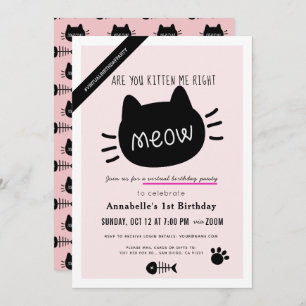Invitation Êtes-Vous Kitten Me Droite Meow Rose Virtual BIrth