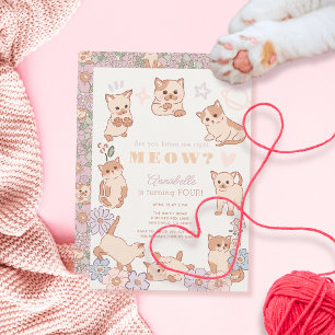 Invitation Êtes-Vous Kitten Me Juste Meow Floral Anniversaire