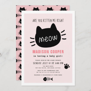 Invitation Êtes-Vous Kitten Me Juste Meow Rose Girl Baby show