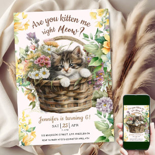 Invitation Êtes-Vous Kitten Me Meow Fille de chat 6e annive