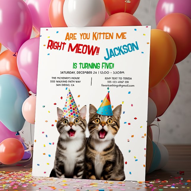 Invitation Êtes-vous Kitty me droit Meow Anniversaire fête 2  (Créateur téléchargé)