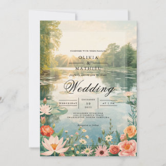 Invitation Ethereal Bloom Lakeside Romance Mariage