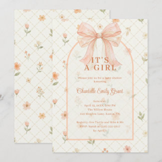 Invitation Ethereal Coquette Peach Bow Baby Shower TMF26