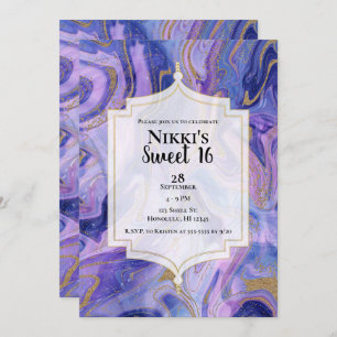Invitation Ethereal Coton Candy Marble Glam Sweet 16 Party