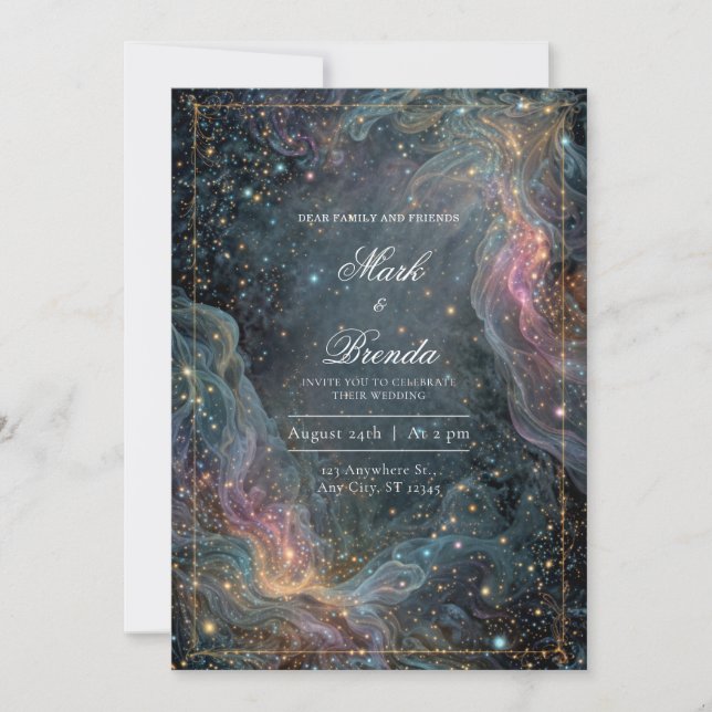 Invitation Ethereal Gold Celestial Nebula Wedding (Devant)