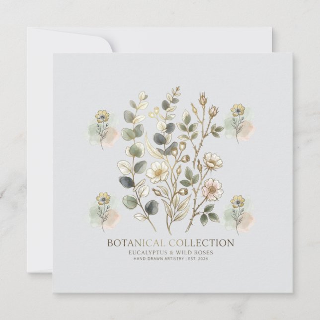 Invitation Ethereal Gold & Sage Botanical Collection (Devant)
