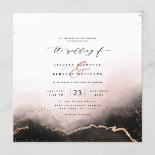 Invitation Ethereal Mist Ombre Blush Mariage Carré de luxe