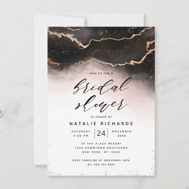 Invitation Ethereal Mist Ombre Blush Pink Moody Fête des mari (Devant)
