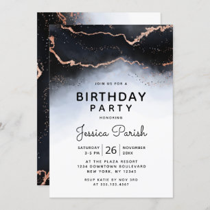 Invitation Ethereal Mist Ombre Marine Blue Moody Anniversaire