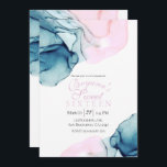 Invitation Éthérée Turquoise rose Élégant Encre Moderne Douce<br><div class="desc">invitations</div>