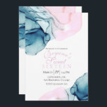 Invitation Éthérée Turquoise rose Élégant Encre Moderne Douce<br><div class="desc">invitations</div>