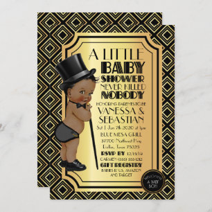 Invitation Ethnic Art Deco Vintage Black & Gold 1920s Boy