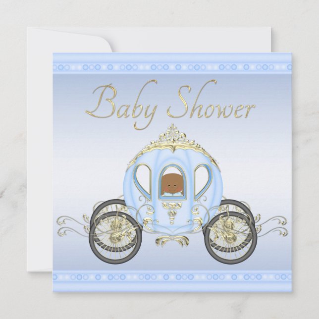 Invitation Ethnic Baby Boy in Prince Coach Baby shower bleu (Devant)