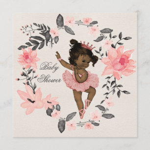 Invitation Ethnic Ballerina Watercolor Wreath Baby shower