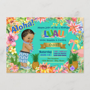Invitation Ethnic Boy Hawaiian Luau Birthday Party