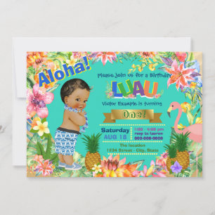 Invitation Ethnic Boy Hawaiian Luau Birthday Party
