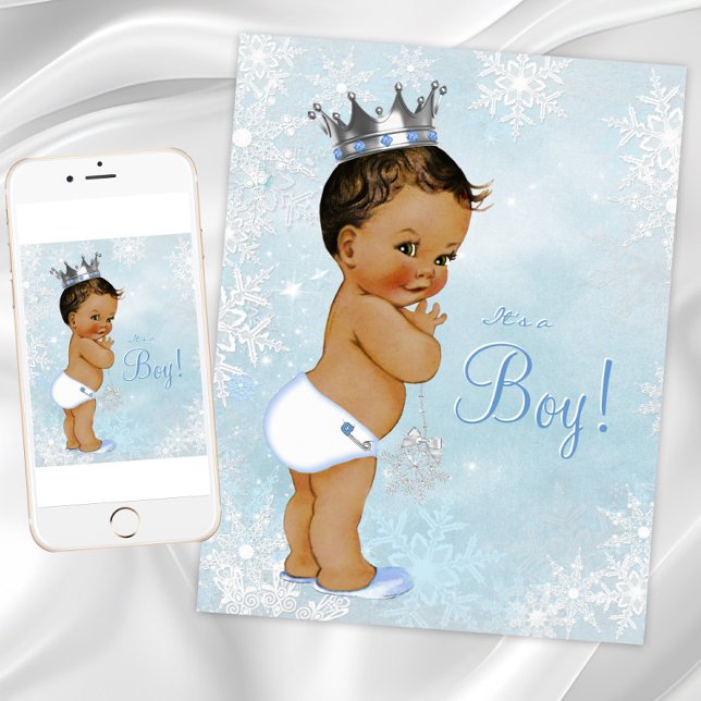 Invitation Ethnic Boy Prince Winter Wonderland Baby shower (Boy winter wonderland baby shower invitation. Instant download and printed invitations available.)
