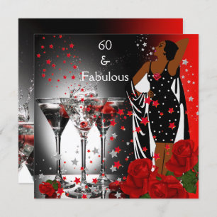Invitation Ethnic Fabuleux 60e anniversaire Red Roses Martini