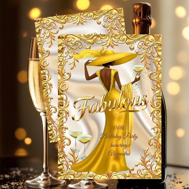 Invitation Ethnic Fabulous Birthday Gold Dress Gold Champagne (Créateur téléchargé)