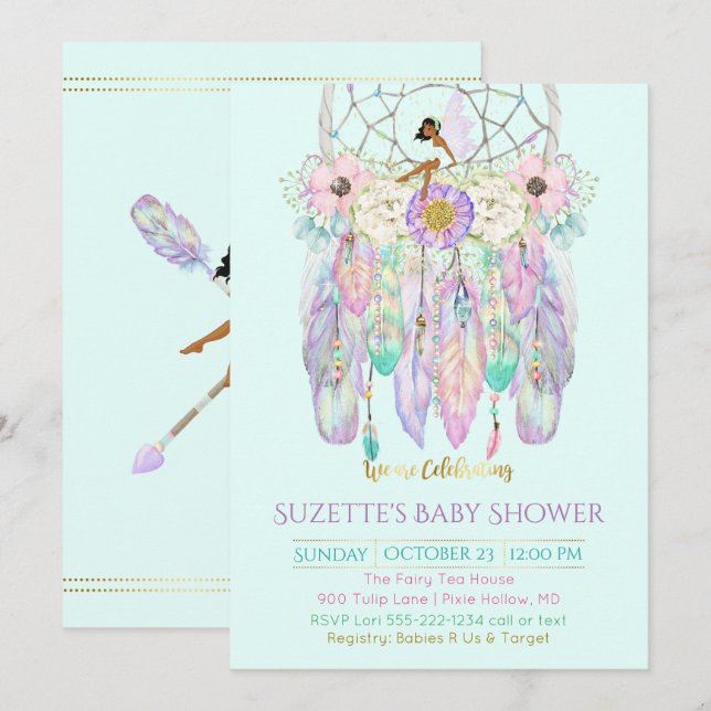 Invitation Ethnic Fairy Dream Catcher Boho N'importe quel pap (Devant / Derrière)