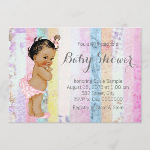 Invitation Ethnic Girl Rainbow Baby shower